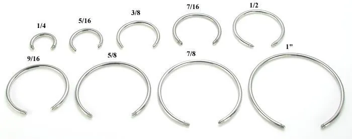 Painful Pleasures 16g Externally Threaded Stainless Steel Circular Barbell Shaft Dildos